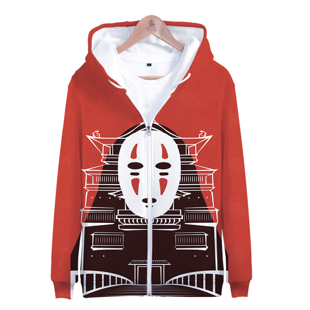 

No Face Spirited Away Zipper Jacket Miyazaki Hayao 3D Hoodie Anime Cosplay Costume A Voyage of Chihiro Mens Hoodies Sweatshirts, 002