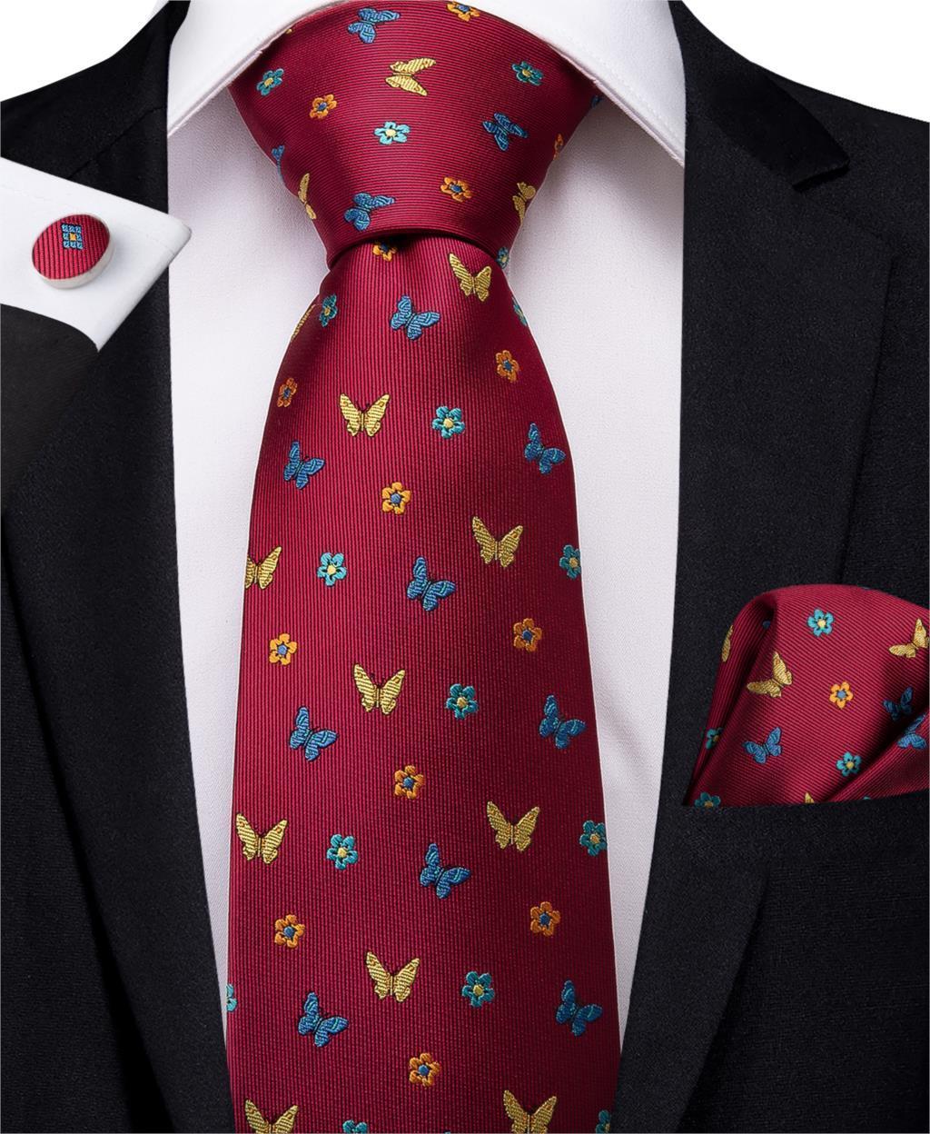 Brand New Mens Cufflinks Tie Hanky Handkerchief Set 100/% Silk Christmas Gifts