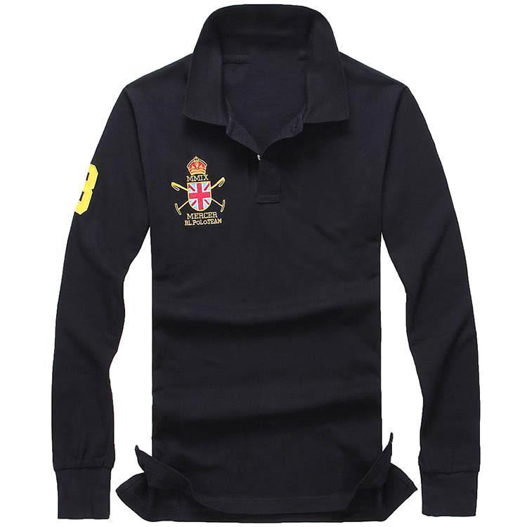 

2019 hot sale Men's Polos Embroidery Polo Shirt High Quality Polos Men Cotton Long Sleeve shirt s-ports jerseys Plus -4XL, White