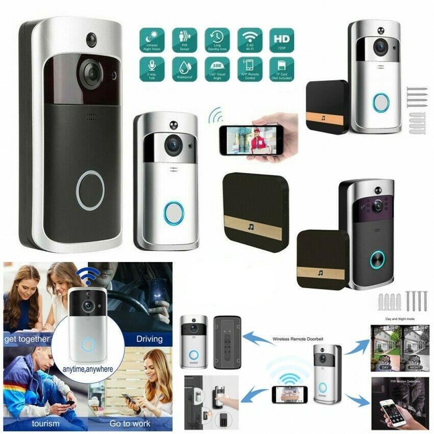 

Wireless WiFi Video Doorbell Smart Phone Door Ring Intercom Security System IR Visual HD Camera Bell Waterproof Cat Eye