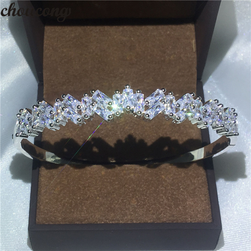 choucong Bohemia Style bracelet 5A cubic zirconia Stone White Gold Filled Engagement bangle for women wedding accessaries-image-478632245