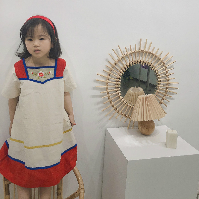 

2020 Summer New Arrival Girls Fashion Patchwork Dress Kids Cotton Dresses Girl Vintage Dresses, As pic