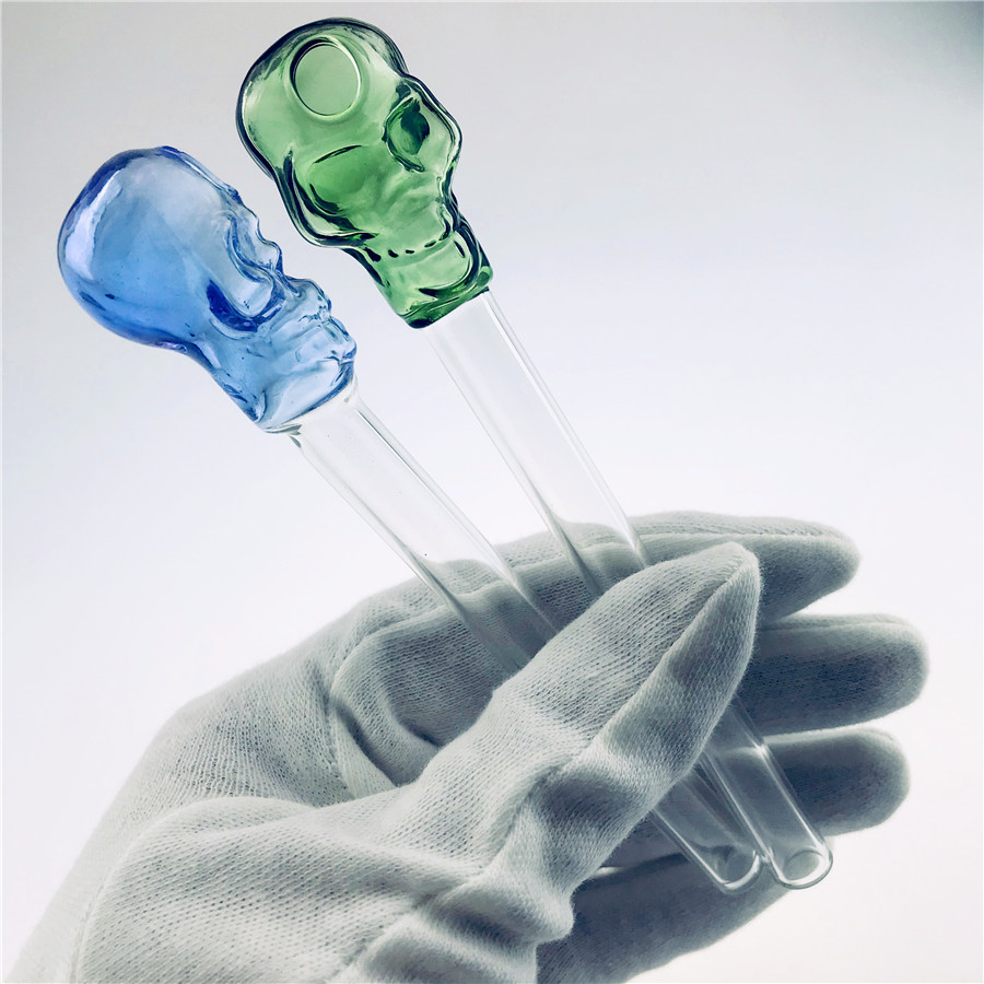 

Skull Glass Oil Burner Mini Pipe hookahs Colorful 8 Colors Straight Tube Pipes Smoking Pipe