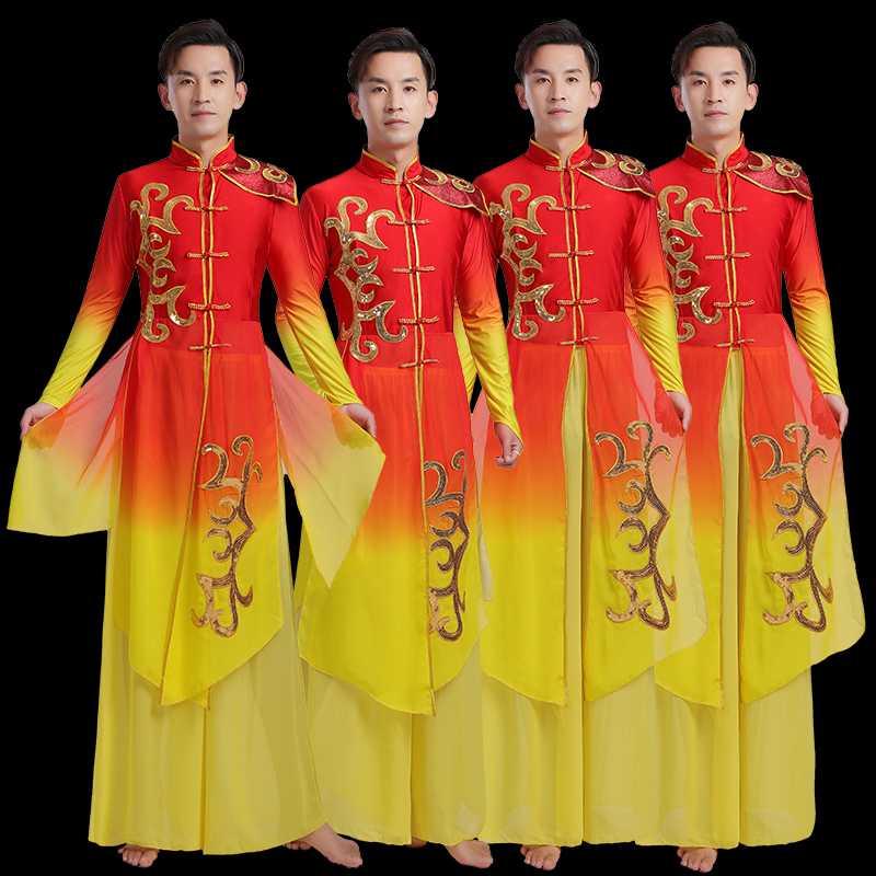 

2020 ancient chinese costume men traditional chinese dance clothing for men long sleeve hanfu satin robe dress costumes, Color1