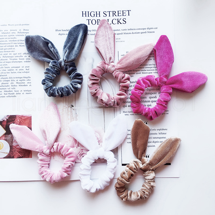 

Girls Velvet Bunny Ears Elastic Hair Rope Kids Accessories Ponytail Rabbit Ears Hairbands Children Scrunchy Hairbands Gifts RRA2250, As pic