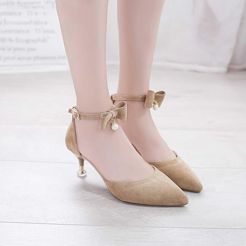 

Women Pumps Female Kitten Heel Sweet Slip On Pointed Toe Shoes Thin High Heels Ladies Casual Spring Shoes Butterfly-knot, Black