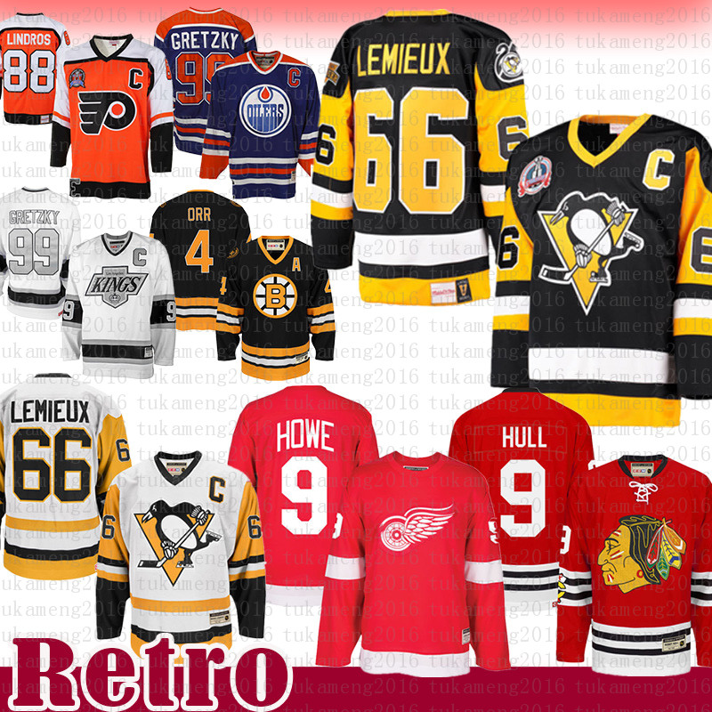 

TOP SALE Mario Lemieux 66 Pittsburgh Penguins Hockey Jersey CCM 9 Bobby Hull Chicago Blackhawks Gordie Howe Detroit Red Wings Jerseys care, Jersey (fugu)