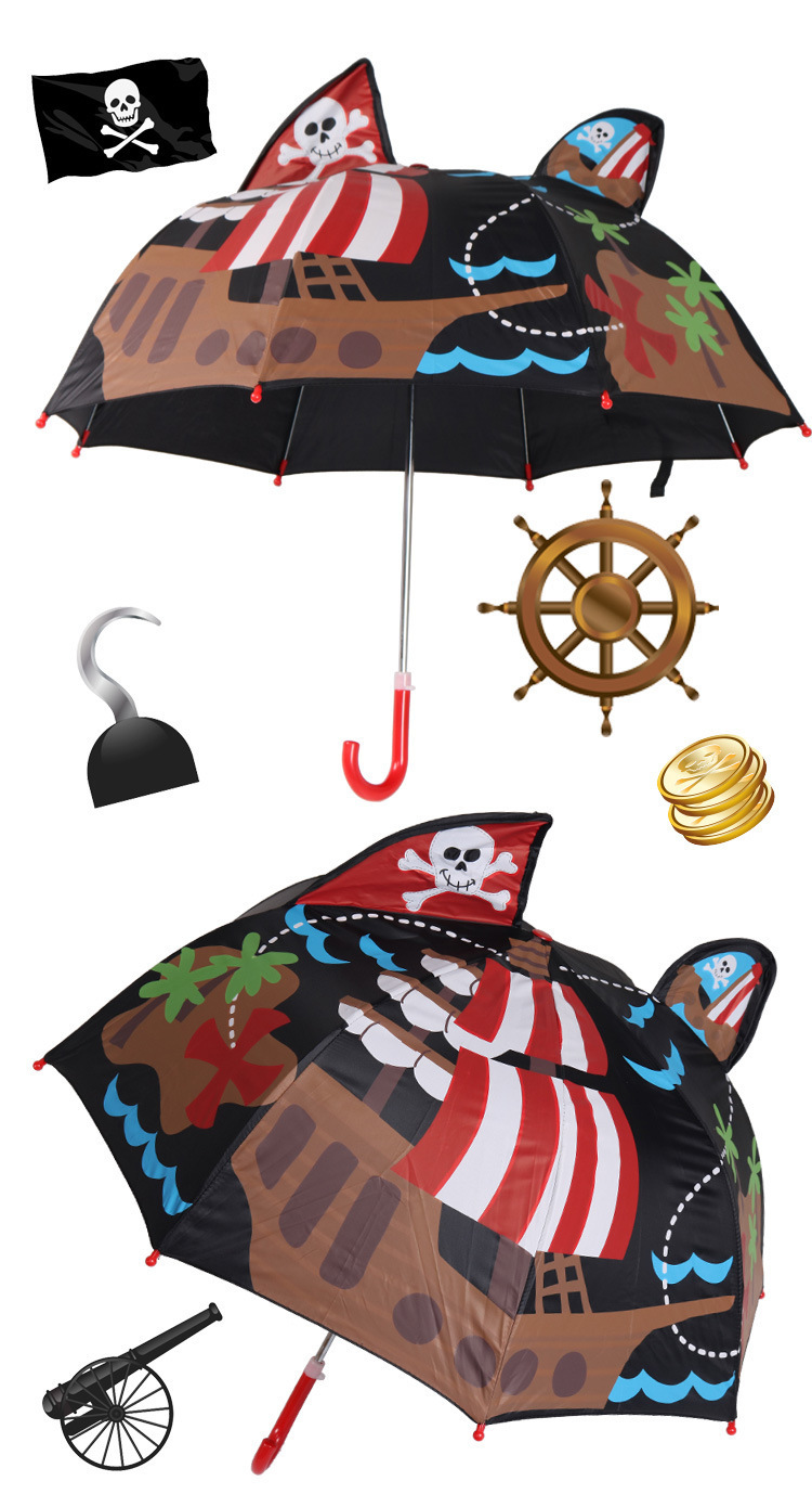 2020 Long Handle Rain Kids 3d Animals Print Cute Children Umbrella For