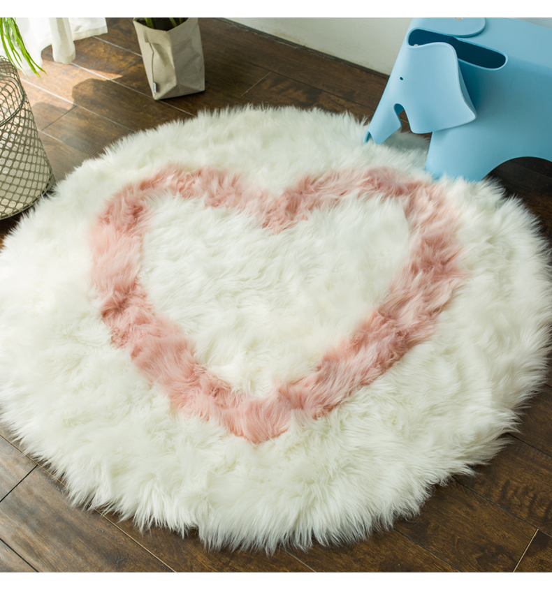 

Faux Wool Round Rug Study Fluffy Bedroom Carpet Bedside Cloakroom Living Room Dining Room Round Table Princess Girl Blanket