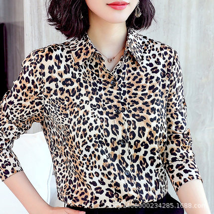

Sofu Fashion Women Long Sleeve Shirts Leopard Blouse Shirt Ladies Office Party Top Blusas Femininas Elegante Plus Size Tops