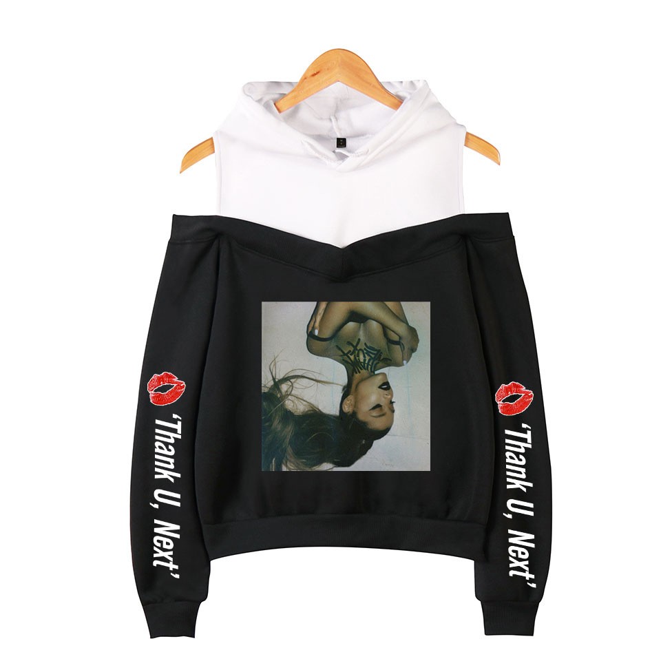 

Moleton Thank U Next Hoodies Hooded Strapless Vogue Women Sweatshirts Streetwear Harajuku Oversized Sweat Tops, 12