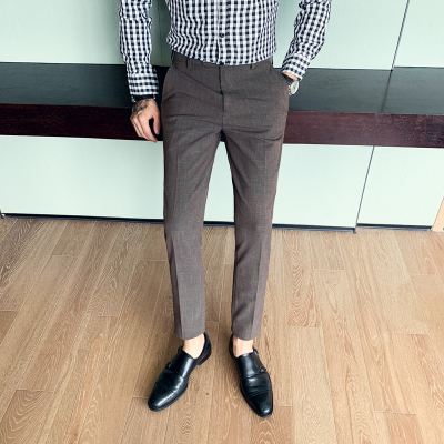 

Fashion trend h2020 autumn and winter British men's slim feet trousers Korean trend dark grain casual pants men, Gray