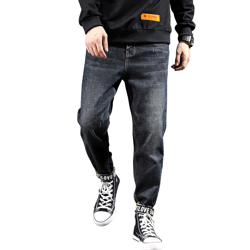 

High Quality Joggers Black Grey Denim Overalls Jeans Men Multi-Pocket Harem Pants Streetwear Cargo 2020 Korean Clothes Male, 8802