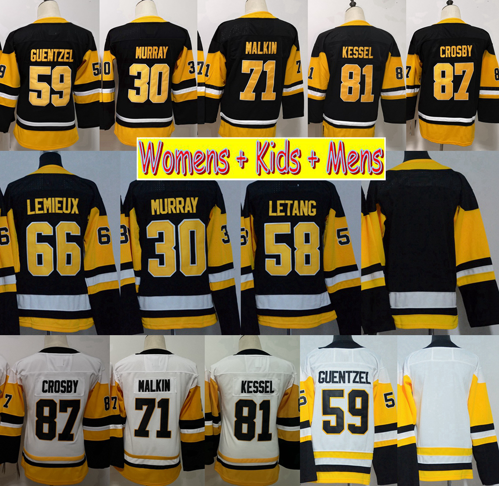 

2019 Ladies Pittsburgh Hockey Jersey Sidney Crosby Jake Guentzel Phil Kessel Evgeni Malkin Kris Letang Matt Murray Lemieux Kids Mens Shirt, White 81