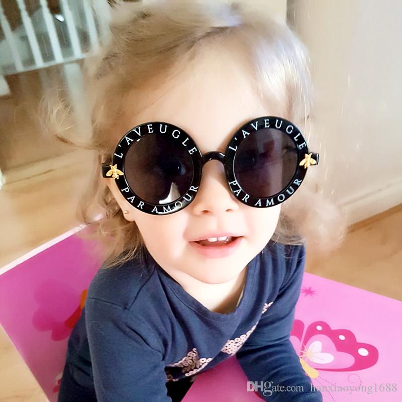 

Fashion Round Steampunk Kids Sunglasses Brand designer sunglasses Luxury Girls Sunglasses Children Bee Sun Glasses Oculos De Sol