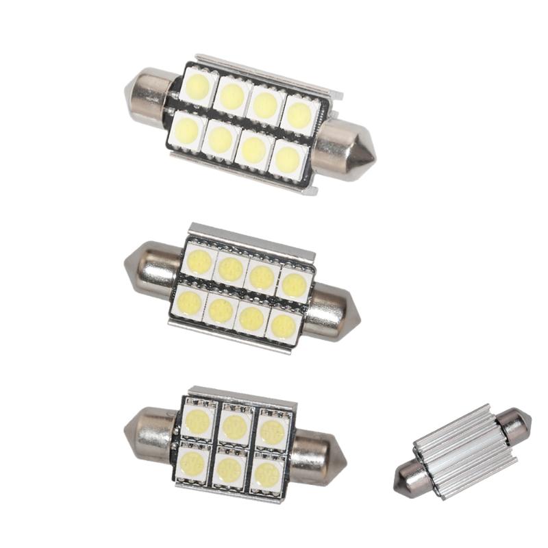 

2PCS 36MM 39MM 42MM Canbus Error Dome Festoon 6SMD 8SMD LED Reading Light Source Light Bulb Bright White, As pic