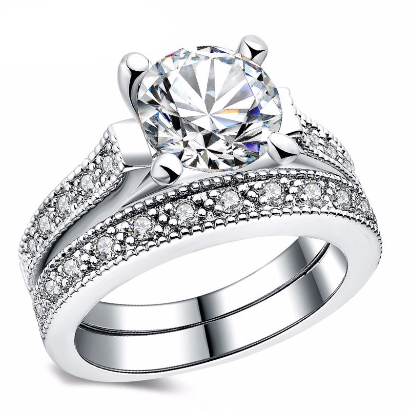 

Ornaments Trend Jewelry Double-deck Zirconium Stone Ring Woman