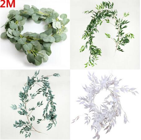 

7Styles Artificial Fake Eucalyptus Garland Willow Green Long Leaf Plants Greenery Foliage Wall Hanging Vine Home Garden Decor
