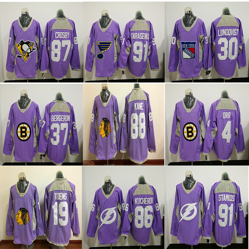 

Boston Bruins Blackhawks anticancer Pink Jersey Chicago Blackhawks Ice Hockey Jerseys 88 Patrick Kane 19 Jonathan Toews Jerseys, Purple anticancer