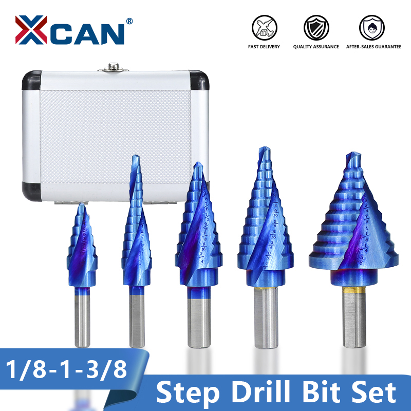 

XCAN Step Drill Bit Set 5pcs HSS Spiral Groove Wood Metal Hole Cutter Core Cone Drill Bit