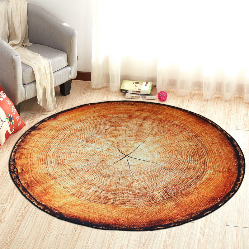 

3D Wood Grain Annual Rings Pattern Carpets Bedroom Home Decor Parlor Area Rug Sofa Chair Mat Modern Round Living Room Carpet, No.6