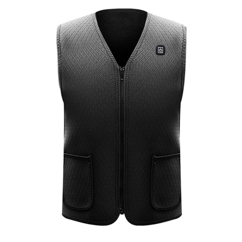 

USB Heated Vest Temperature Adjustable Winter Warm Electric Heating Clothes Waistcoat for Women Men Outdoor Fishing Camping, Black