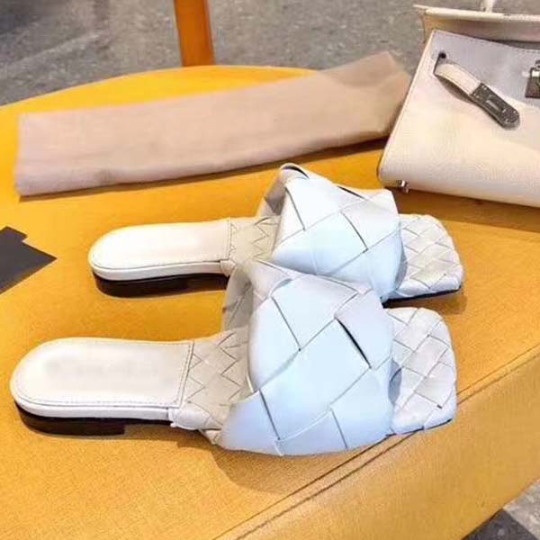 

Top Quality Sexy Designer Brand Italian luxury Genuine leather Weaving Sandals Women's Flats Casual Shoes Fashion Super Star Slipper, Red