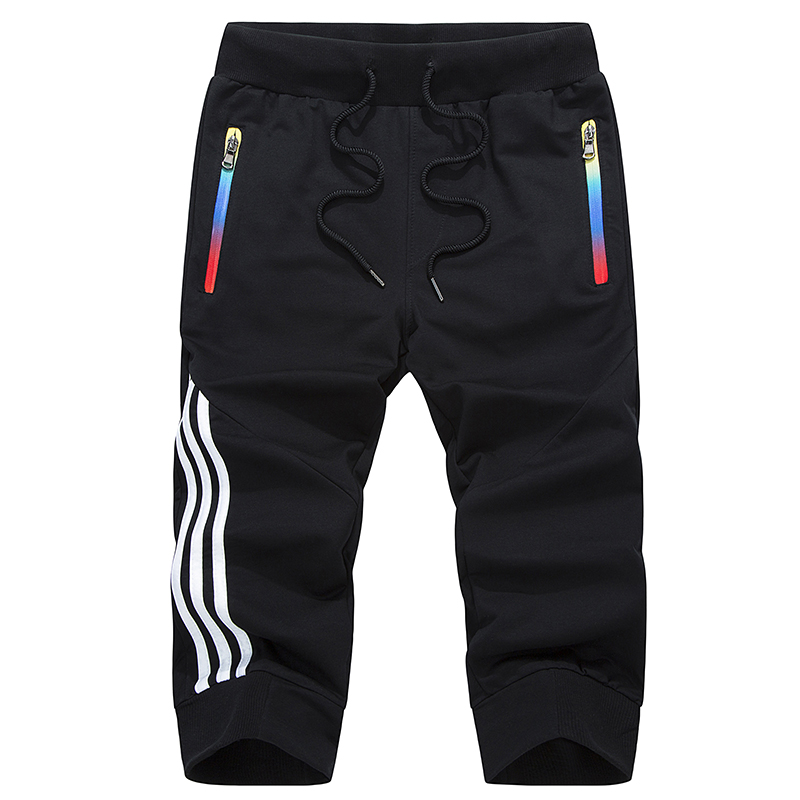 

Summer Casual Shorts Men Striped Men's Sportswear Short Sweatpants Jogger Breathable Trousers Boardshorts Man Drop Shipping, Black