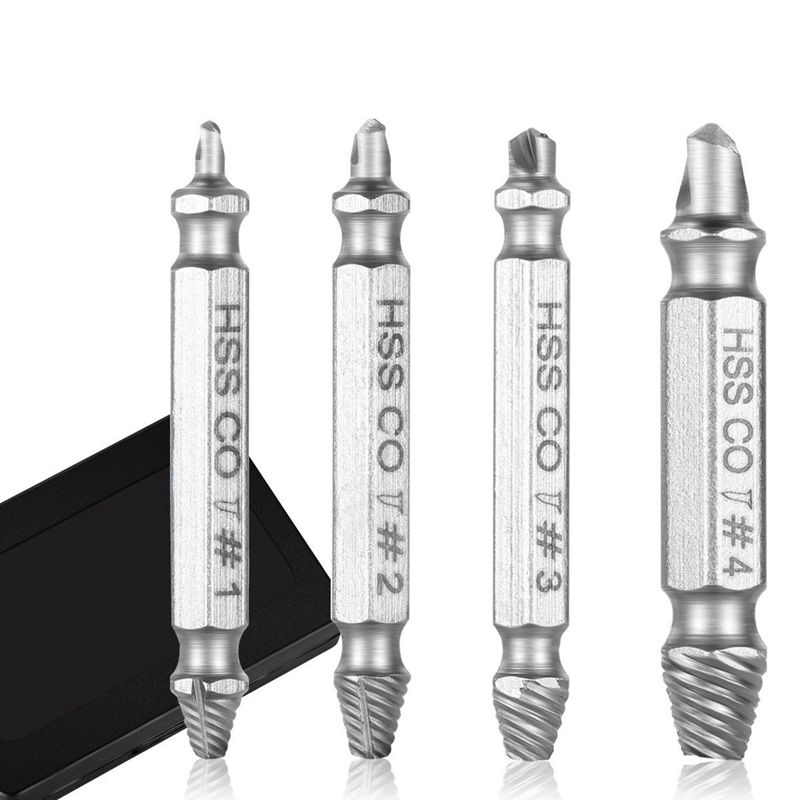 

Damaged Screw Extractor Tool Sets,4 Pieces for Easily Remove Stripped Broken or Damaged Hardness Screw, Made from Refined HSS Co