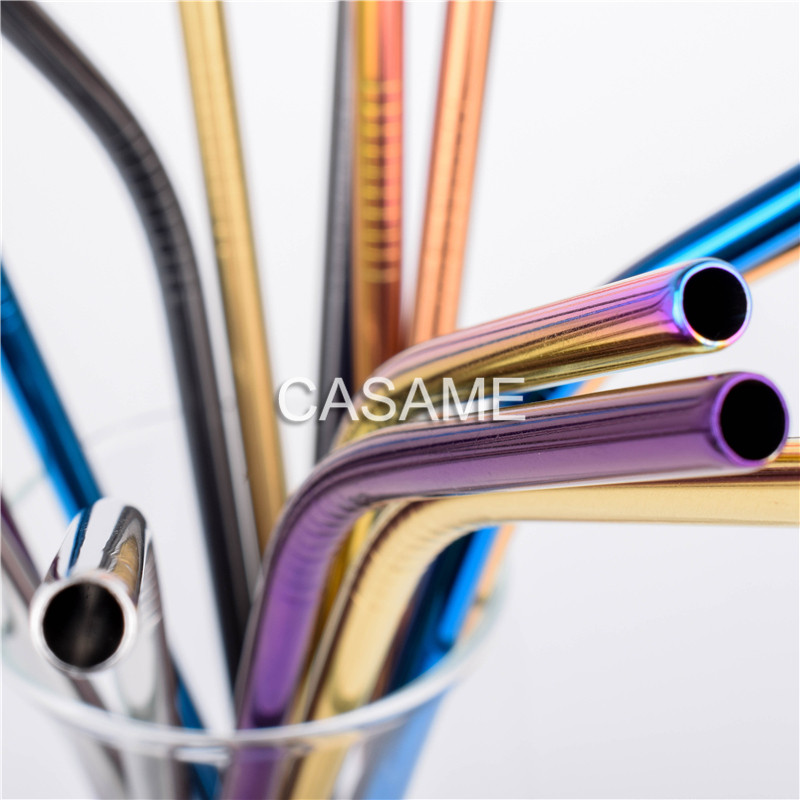 

100pcs Stainless Steel Drinking Straw Wholesale Reusable Straw Gold Metal Straws Grade Juicy Party Straws Brush Set Bar