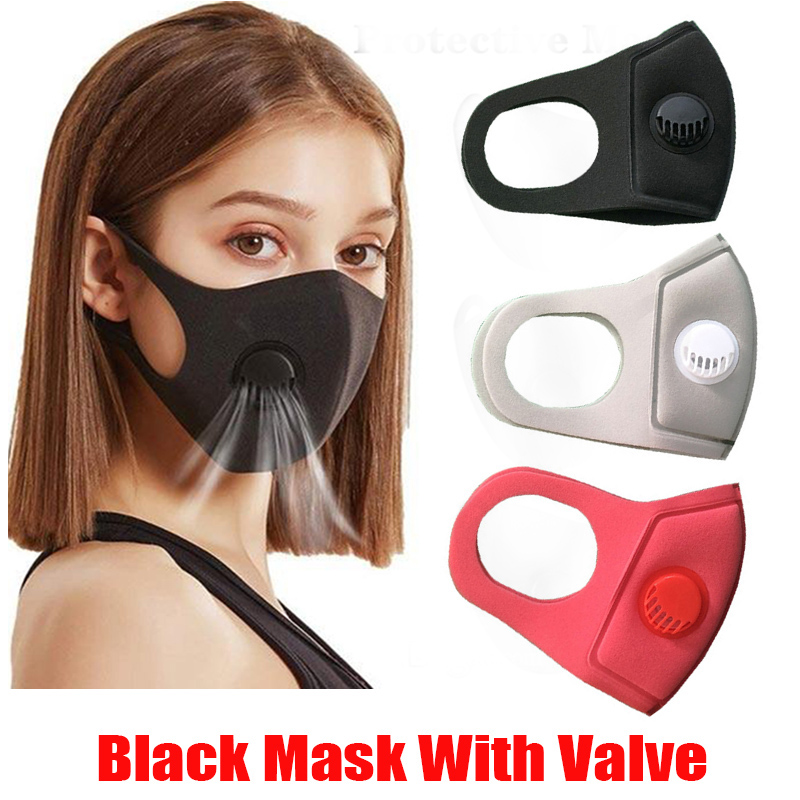 

Black Anti Dust Mask With Valve PM2.5 Breathing Filters Protective Face Mouth Cotton Masks Respirator Washable Reusable Anti Fog Haze Fast