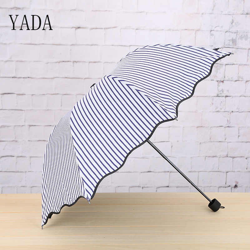 

YADA British style Rainy Stripes Umbrella Folding Anti-UV Rainproof Stripe Umbrellas Parasol Sun Protection Umbrella YD200080