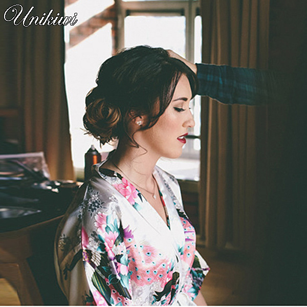 

Women Sleepwear Japanese style Pajamas Wedding Bride Robes.Floral Bathrobe Kimono Bridesmaid Robes Night Bath Robe Dressing Gown, Purple