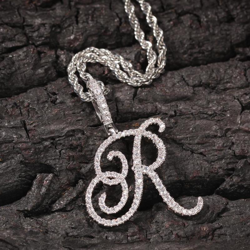 Police artistique unique A-Z 26 lettre initiale pendentif collier zircon cubique hommes femmes bijoux or nouveau Style
