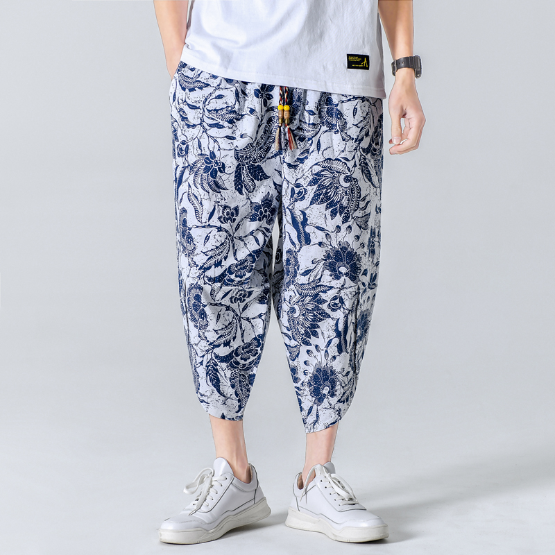 

Baggy Cotton Linen Harem Pants Men Hip-hop Women Wide Leg Trousers Casual Vintage Calf Length Pants Pantalones Hombre 2020, K28-7