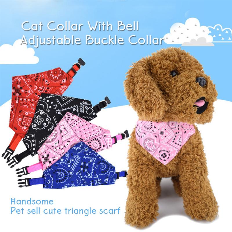 

Soft Pet Cat Collar Adjustable Pet Cat Scarf Collars Neckerchief Necklace trigon accessories Adjustable Buckle Collar Scarf