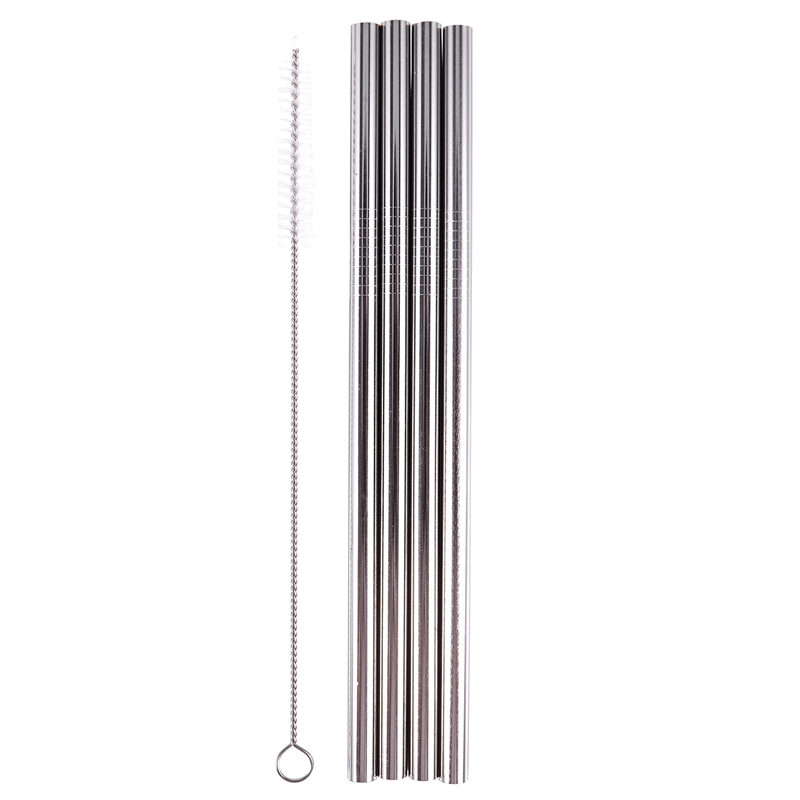 

5IN1 Stainless Steel Drinking Straws Cocktail Straight with Brush Set