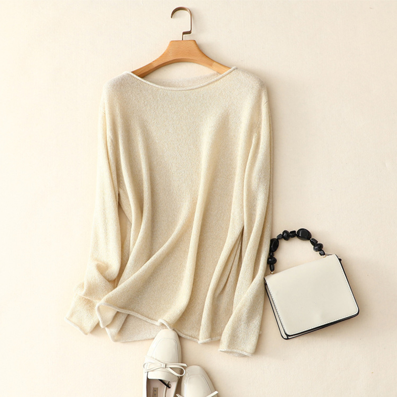 

spring autumn new women's soft basic sweater solid color fashion casual female 100% pure cashmere pullover, Gray