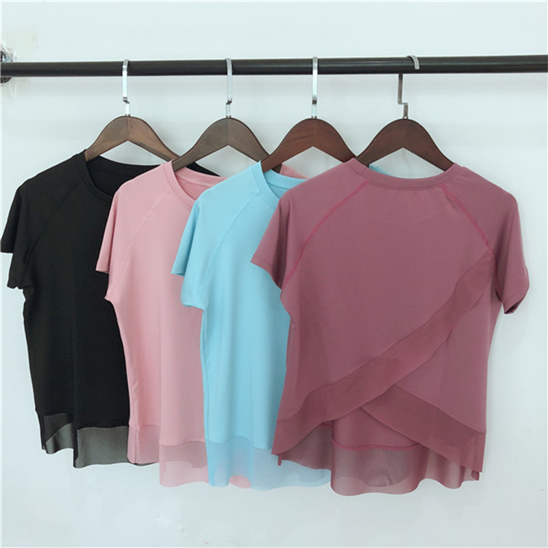 

Women Yoga Top Shirts Summer Loose Gym Top Quick Dry Workout Vest Fitness Clothes Sport Workout Running T Shirts Lady Activewear