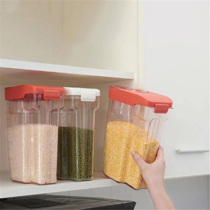 

Kitchen Storage Box Cereal Storage Dispenser Tank Airtight Plastic Rice Containers Sealed For Coarse Cereals Grains
