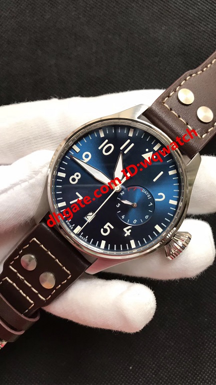 

2019 luxury fashion 1002 Portuguese men's watch automatic mechanical sapphire watch chronograph calendar 46 mm leather waterproof brand, Blue