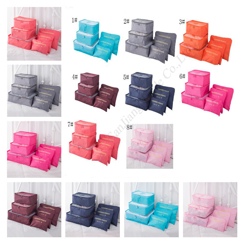 

6Pcs/Set Travel Storage Bag Packing Makeup Bags Organizer Home Luggage Clothes Shoes Buggy Bag Cosmetics Sorting Laundry Pouch E11304