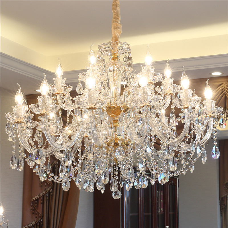 European Crystal Chandelier Lighting Luxury Living Room Hanging Light Bedroom Household Lamp Stair Dining Candle Pendant Lamps-image-471192770