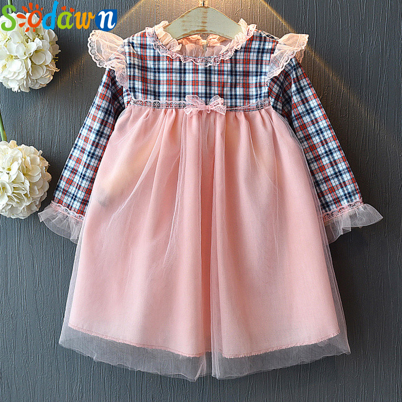 

Girl Dresses New Spring And Autumn Fashion Baby Girl Princess Dress Children Plaid Mesh Party Dresses, Customize