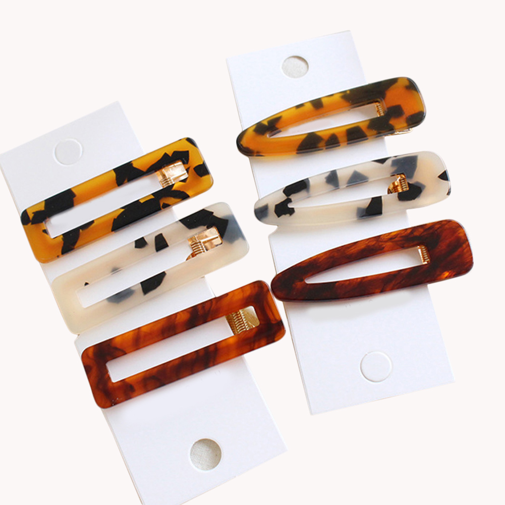 

Girls Acetate Hair Accessories Geometric Leopard Hairpin Hair Clips Vintage BB Clips Barrettes Headwear Japan 2019