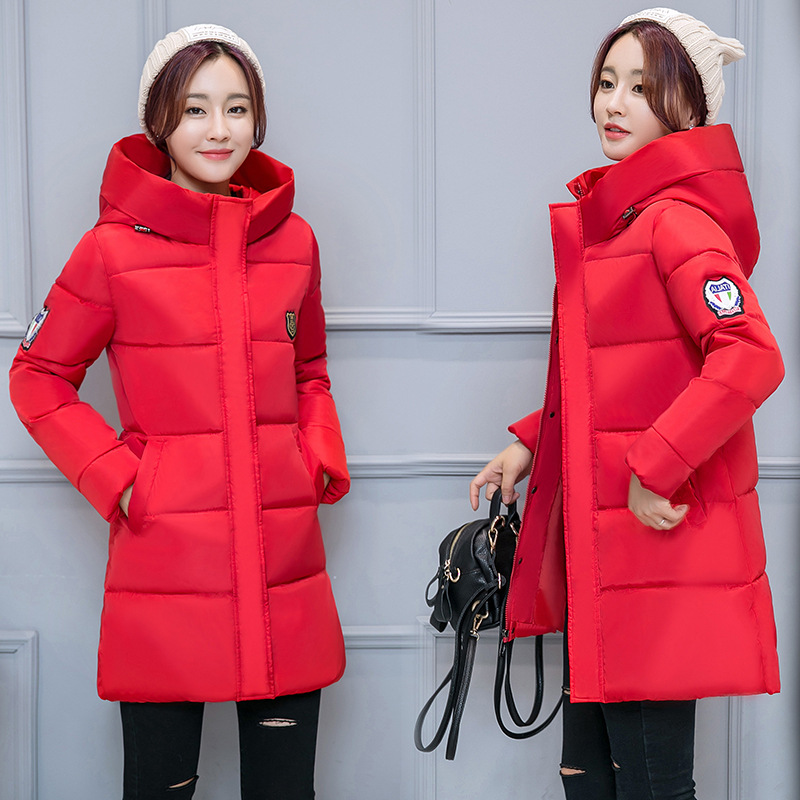 

New Winter Jacket Female Parka Coat Feminina Long Down Jacket Plus Size Long Hooded Women Down cotton Coat, Black