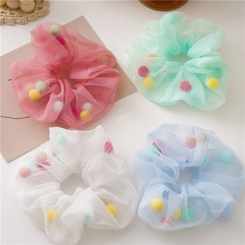 

Korea Style Fairy Rubber Band Yarn Colorful Plush Ball Hair Ring Hair Rope Ponytail Holder Elastic Bands Accessories