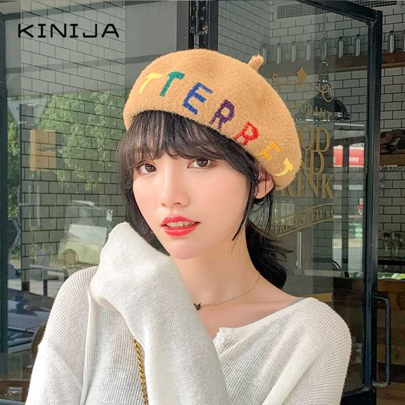 

Berets Autumn Winter Warm Wool Blend Beret Women Girls French Artist Beanie Hat Cap Flat Top Caps Warmers Fedora Painter Style, Black