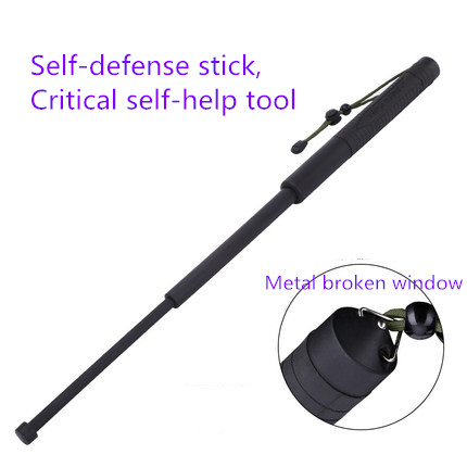 

Three sections of PC plastic material free telescopic sticks Outdoor self-defense drowning water broken window escape crowbars
