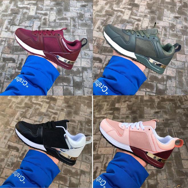 

Low price Popular Leather womens Casual Shoes Women Men Designer Sneakers Shoes Fashion Leather Lace Up Flat Shoe Mixed Color, Army green pink